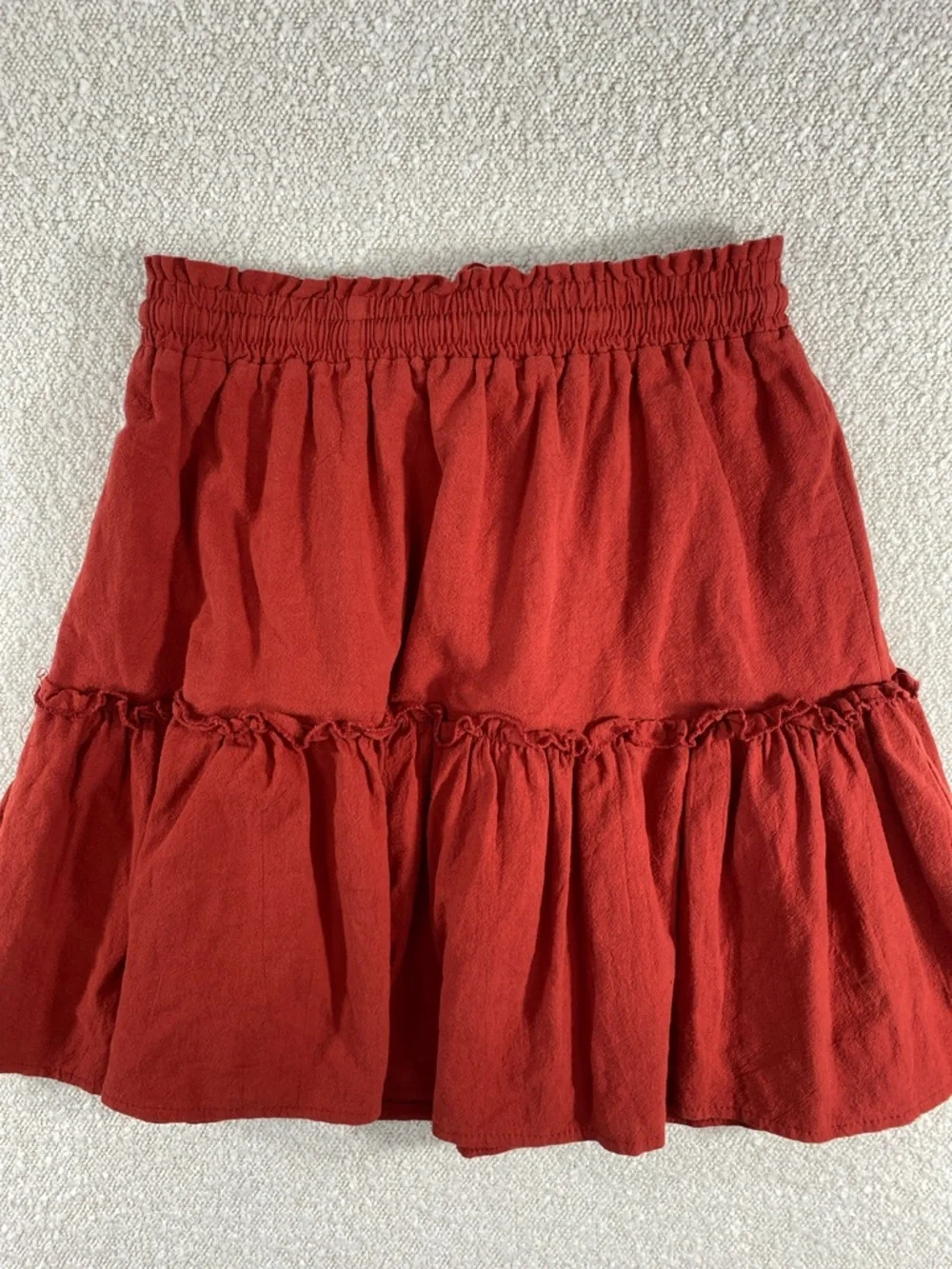 Women’s dark Red Tiered Drawstring Skirt. - Picture 6 of 15